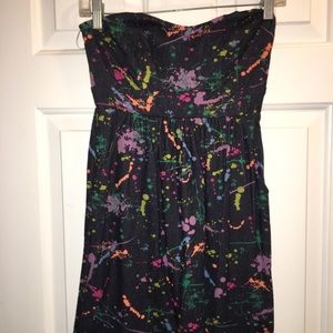 Strapless splatter paint dress